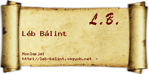 Léb Bálint névjegykártya
